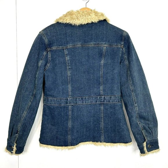 Vintage Y2K Bum Equipment Denim Jean Jacket Faux Sherpa Lined Size Medium - Picture 2 of 5